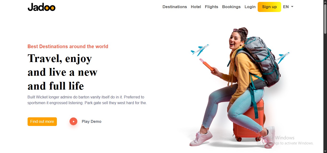 Screenshot of Travel Landing Page project
